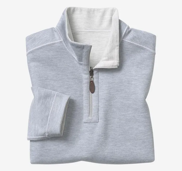 Men Johnston and Murphy Sweaters and Knits Reversible Solid QuarterZip Whitestorm Men Johnston and Murphy Sweaters and Knits Reversible Solid QuarterZip Whitestorm