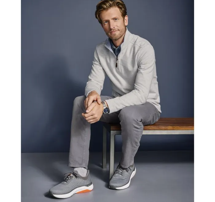 Men Johnston and Murphy Sweaters and Knits Reversible Solid QuarterZip Whitestorm Men Johnston and Murphy Sweaters and Knits Reversible Solid QuarterZip Whitestorm