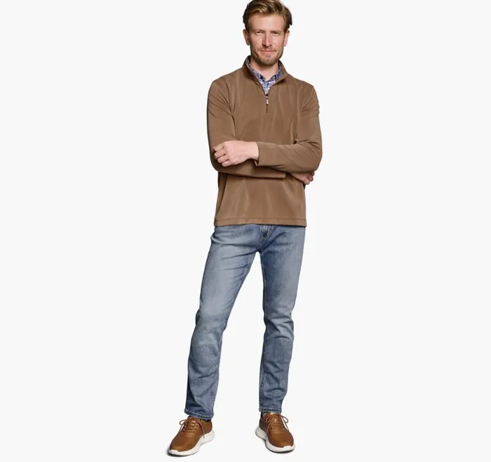 Men Johnston and Murphy Sweaters and Knits Vintage Washed QuarterZip Rust
