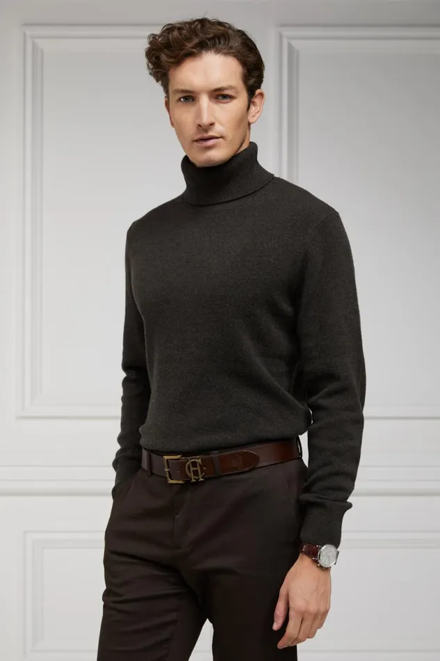Men Knitwear Holland Cooper Byron Roll Neck Knit Moss