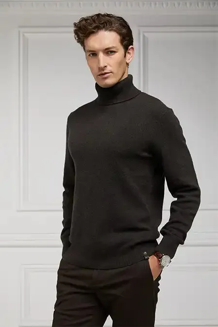 Men Knitwear Holland Cooper Byron Roll Neck Knit Moss
