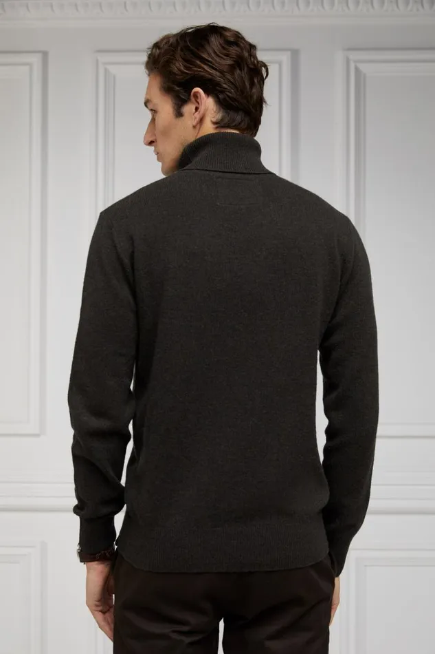 Men Knitwear Holland Cooper Byron Roll Neck Knit Moss