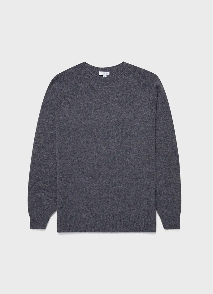 Men Knitwear ussunspel Lambswool Crew Neck Jumper Slate Blue Twist
