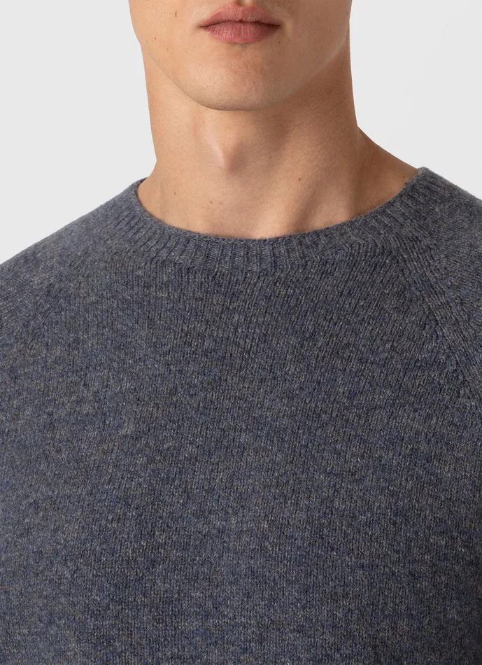Men Knitwear ussunspel Lambswool Crew Neck Jumper Slate Blue Twist Men Knitwear ussunspel Lambswool Crew Neck Jumper Slate Blue Twist