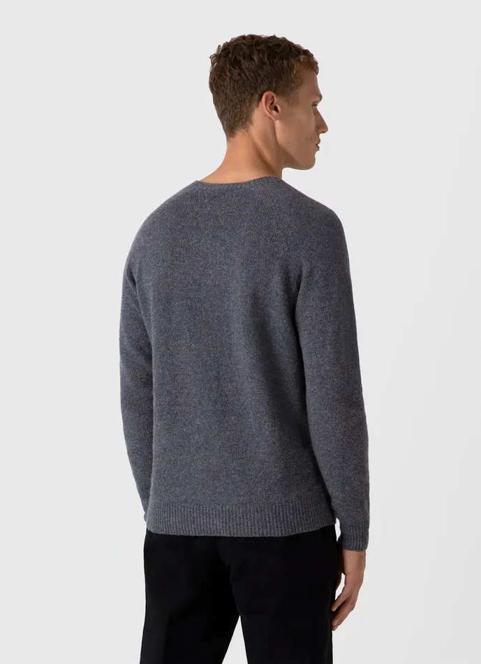Men Knitwear ussunspel Lambswool Crew Neck Jumper Slate Blue Twist Men Knitwear ussunspel Lambswool Crew Neck Jumper Slate Blue Twist