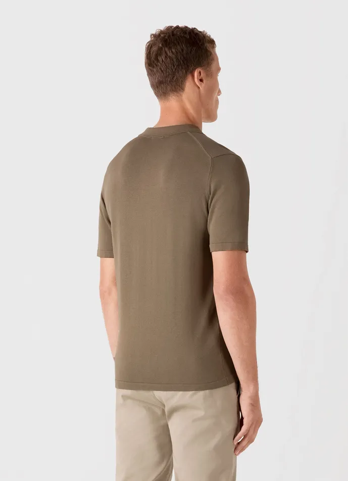 Men Knitwear ussunspel Sea Island Cotton Polo Shirt Dark Stone