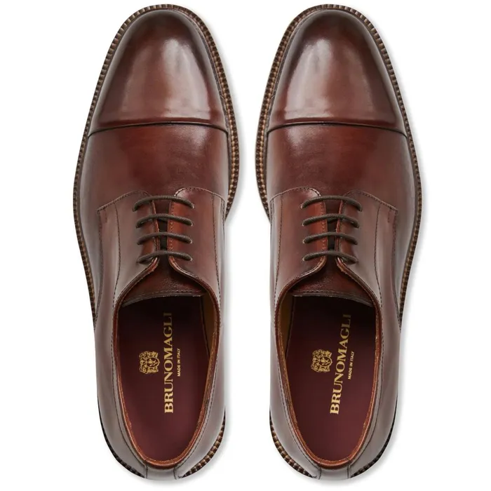 Men Laceups and Oxfords Bruno Magli Aydin Cap Toe Leather DerbyCognac