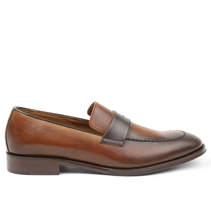 Men Loafers and Slipons Bruno Magli Arezzo Burnished Penny Loafer 8211 CognacDark Brown