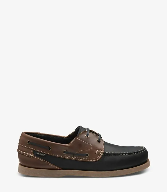 Men Loake Boat Shoes Lymington Navy Brown Nubuck
