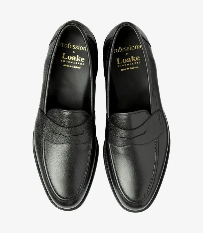 Men Loake Loafers Imperial Black Grain