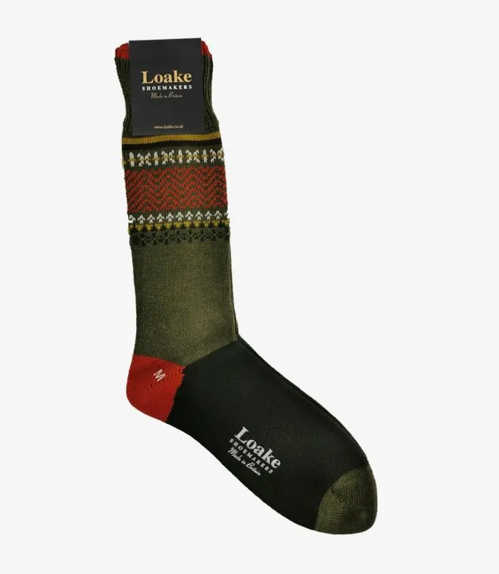 Men Loake Socks Arran Socks Olive