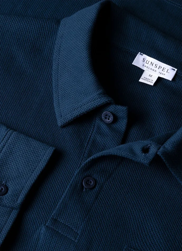 Men Long Sleeve Riviera Polo Shirt Naval Blue Polo Shirts ussunspel