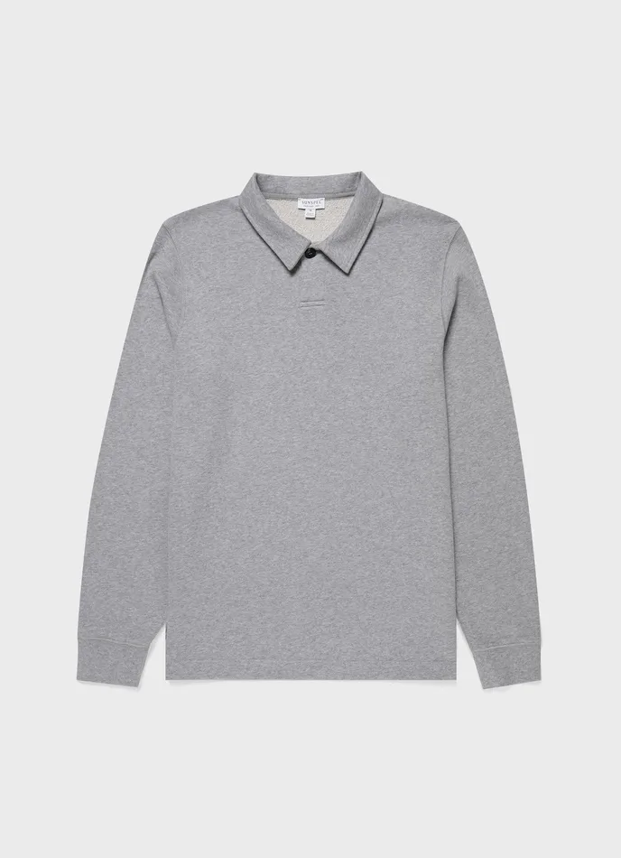 Men Loopback Polo Sweatshirt Grey Melange Sweatshirts and Sweatpants ussunspel