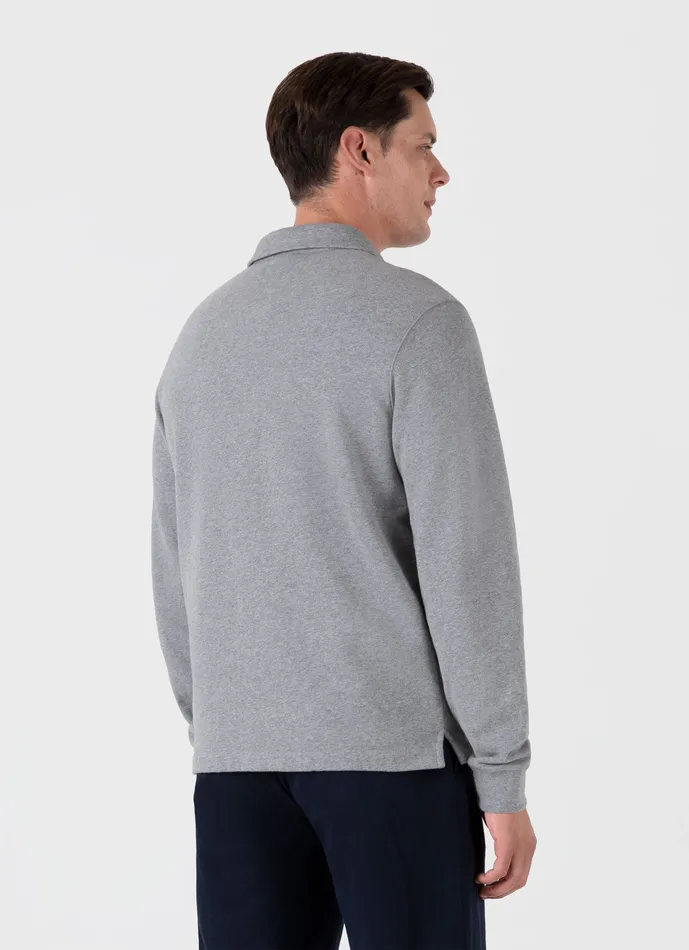 Men Loopback Polo Sweatshirt Grey Melange Sweatshirts and Sweatpants ussunspel Men Loopback Polo Sweatshirt Grey Melange Sweatshirts and Sweatpants ussunspel