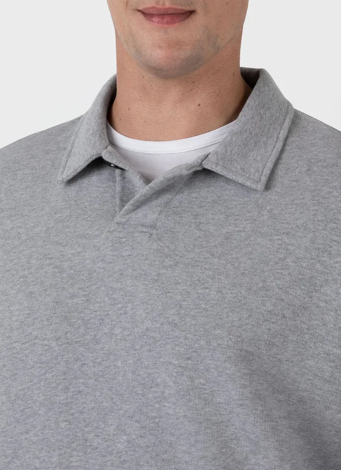 Men Loopback Polo Sweatshirt Grey Melange Sweatshirts and Sweatpants ussunspel Men Loopback Polo Sweatshirt Grey Melange Sweatshirts and Sweatpants ussunspel