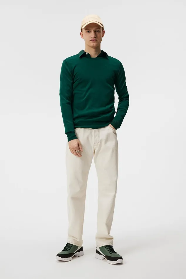 Men Lyle Light Merino Crew Neck Rain Forest JLindeberg Knitwear Men Lyle Light Merino Crew Neck Rain Forest JLindeberg Knitwear