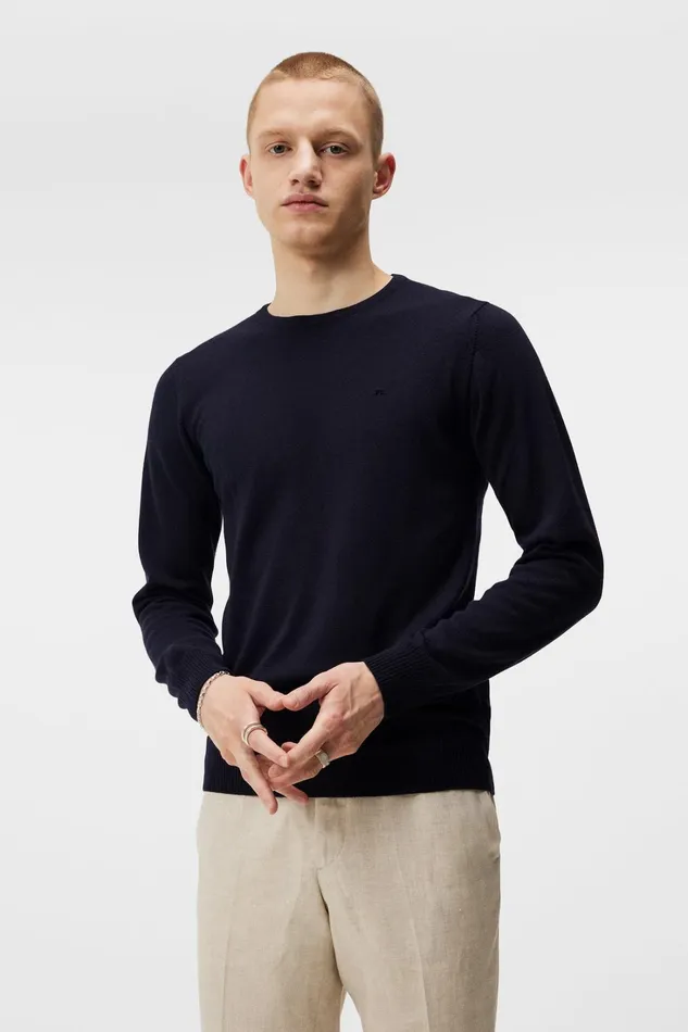 Men Lyle Merino Crew Neck Sweater Navy JLindeberg Knitwear