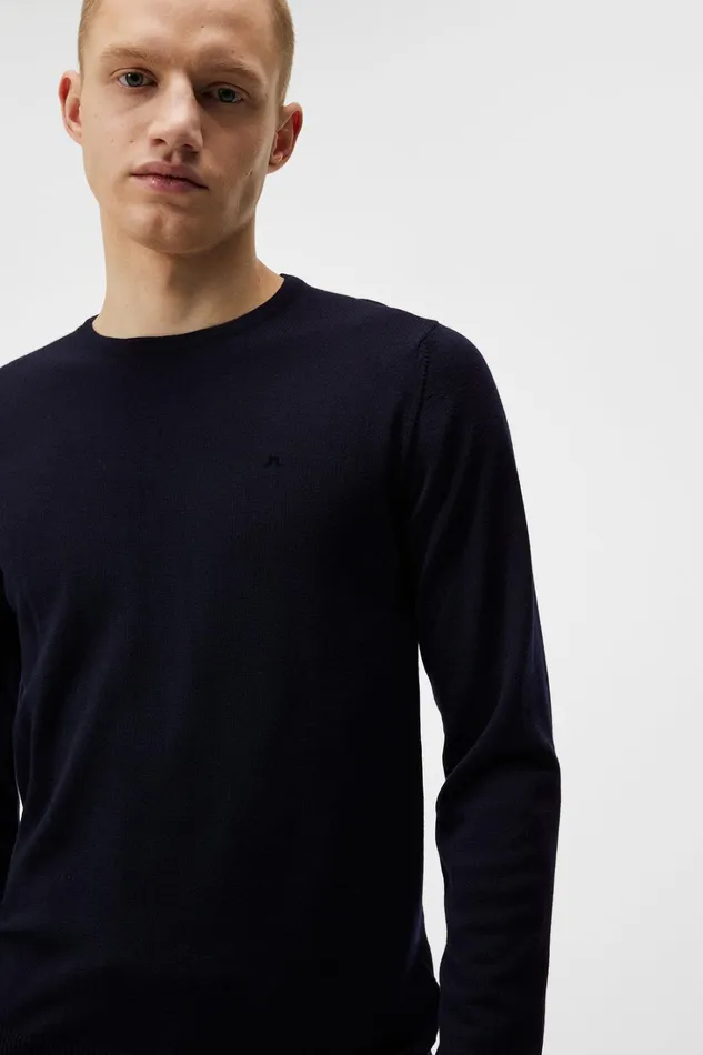 Men Lyle Merino Crew Neck Sweater Navy JLindeberg Knitwear