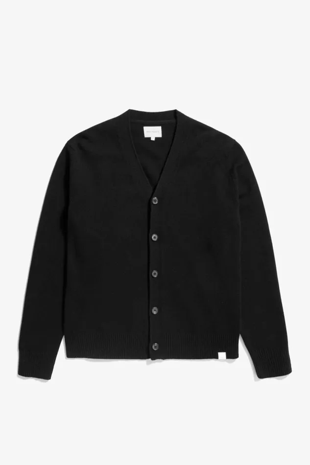 Men Norse Standard Merino Lambswool Cardigan Black Norse Projects Knitwear