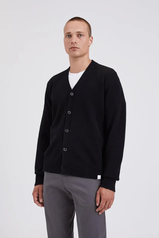 Men Norse Standard Merino Lambswool Cardigan Black Norse Projects Knitwear