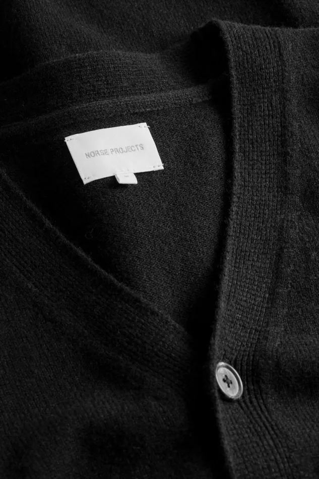 Men Norse Standard Merino Lambswool Cardigan Black Norse Projects Knitwear