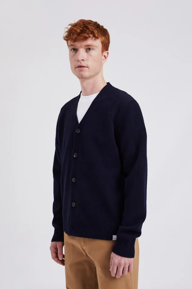 Men Norse Standard Merino Lambswool Cardigan Dark Navy Norse Projects Knitwear