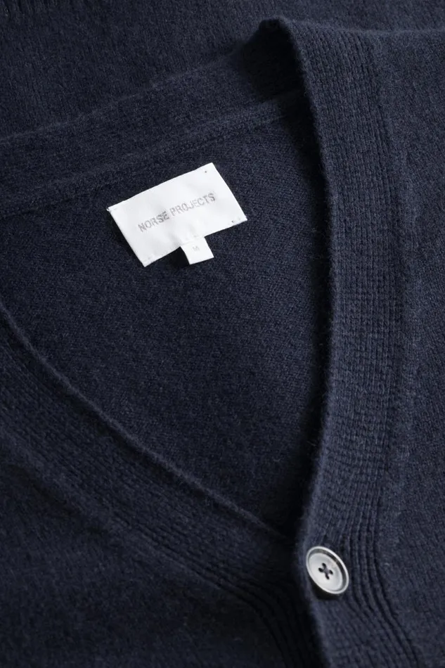 Men Norse Standard Merino Lambswool Cardigan Dark Navy Norse Projects Knitwear