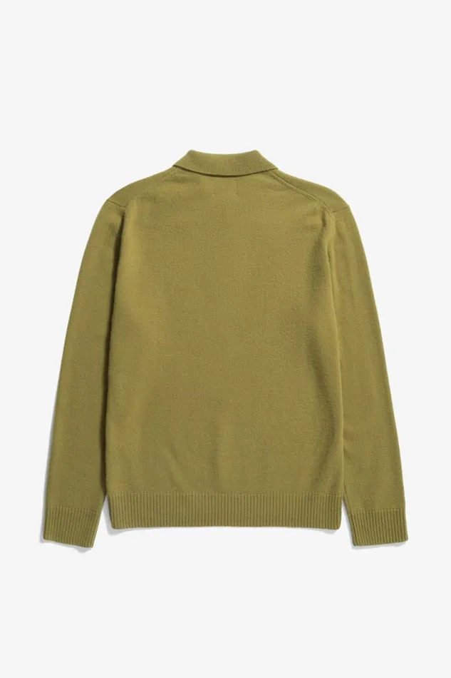 Men Norse Standard Merino Lambswool Polo Sitka Green Norse Projects Knitwear