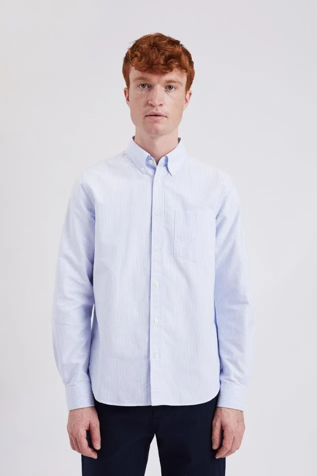 Men Norse Standard Oxford BD Shirt Pale Blue Stripe Norse Projects Shirting
