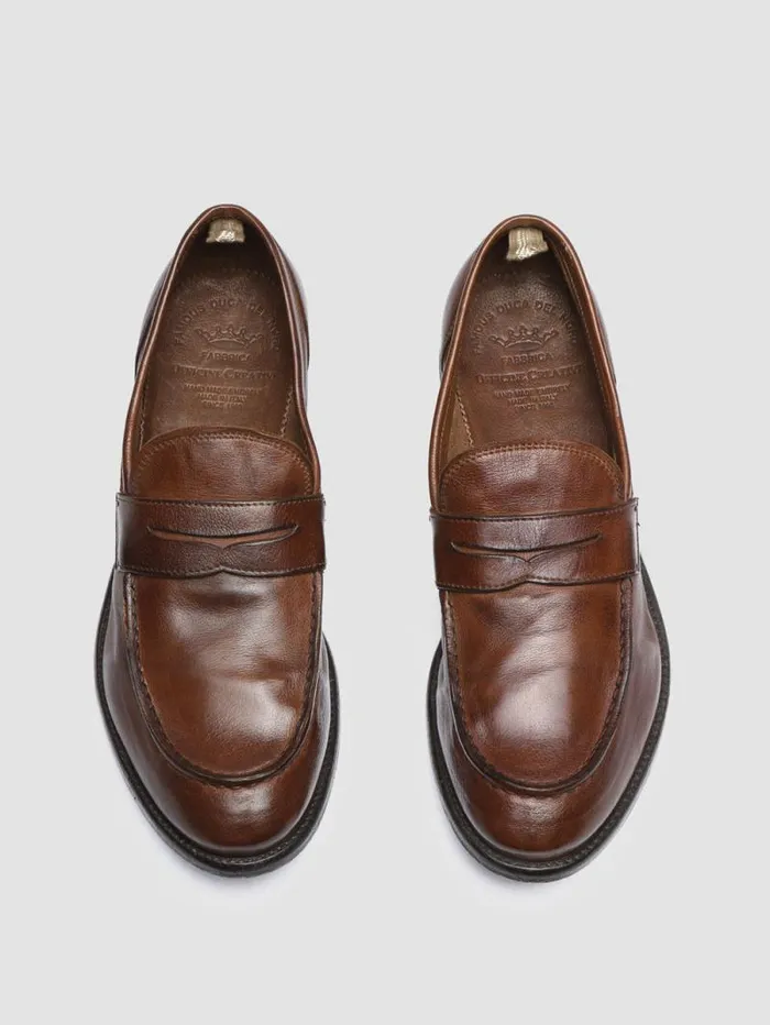 Men Officine Creative Footwear ARC 509 Brown Leather Penny Loafers Men Officine Creative Footwear ARC 509 Brown Leather Penny Loafers