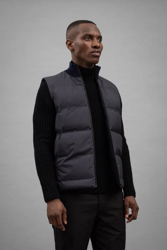 Men Pertex Shield Hybrid Knit Gilet Dark Navy Norse Projects Outerwear