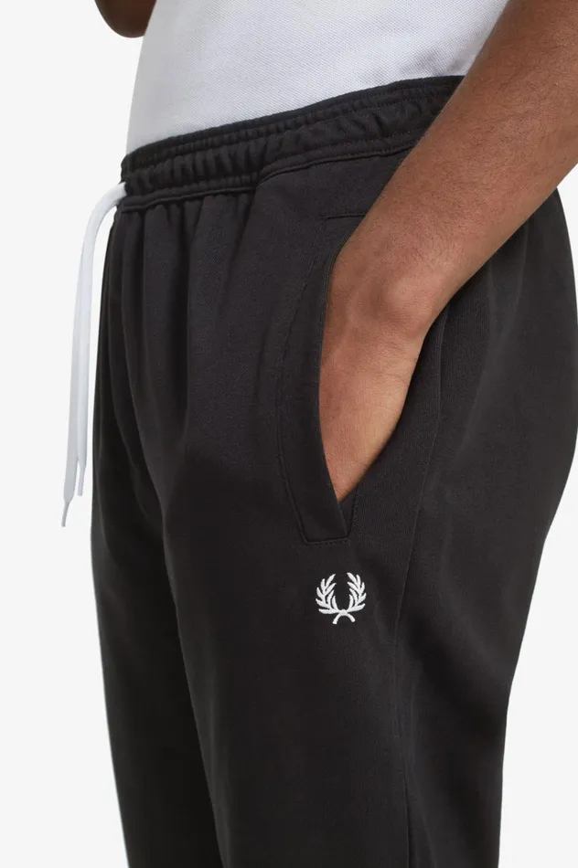 Men Reverse Tricot Track Pants Black Fred Perry Trousers