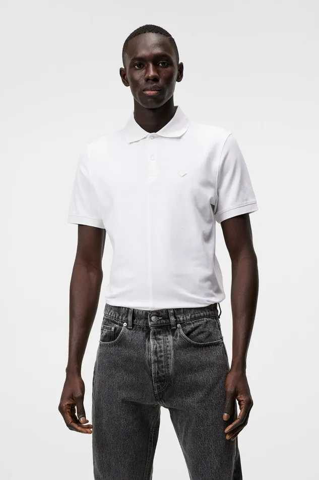 Men Rubi Slim Polo Shirt White JLindeberg Polo Shirts