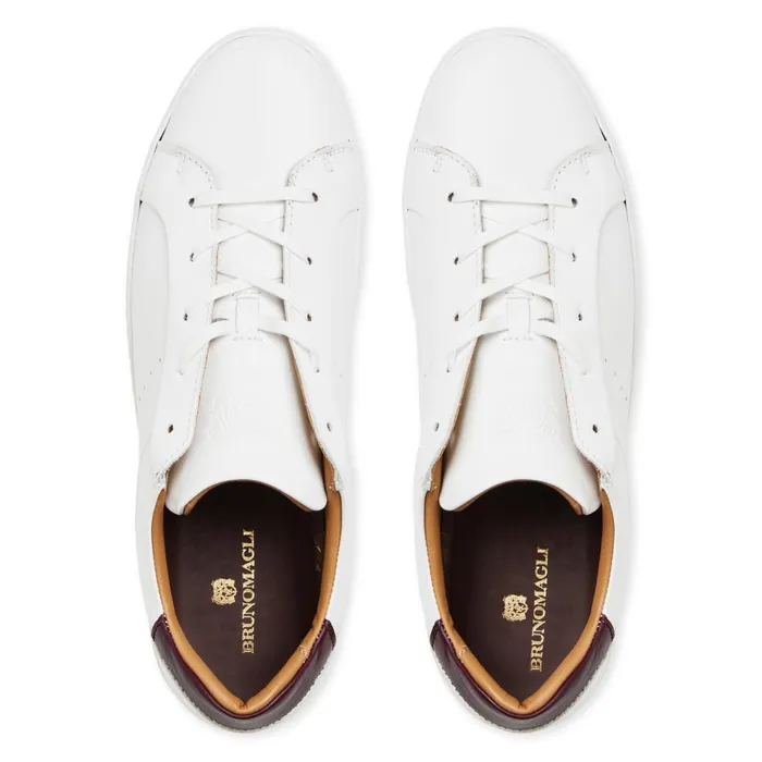 Men Sneakers Bruno Magli Dante LacetoToe Leather Sneaker 8211 White