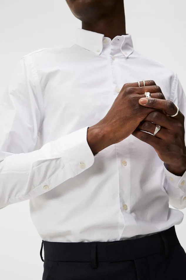 Men Stretch Oxford Slim Shirt White JLindeberg Shirts Men Stretch Oxford Slim Shirt White JLindeberg Shirts
