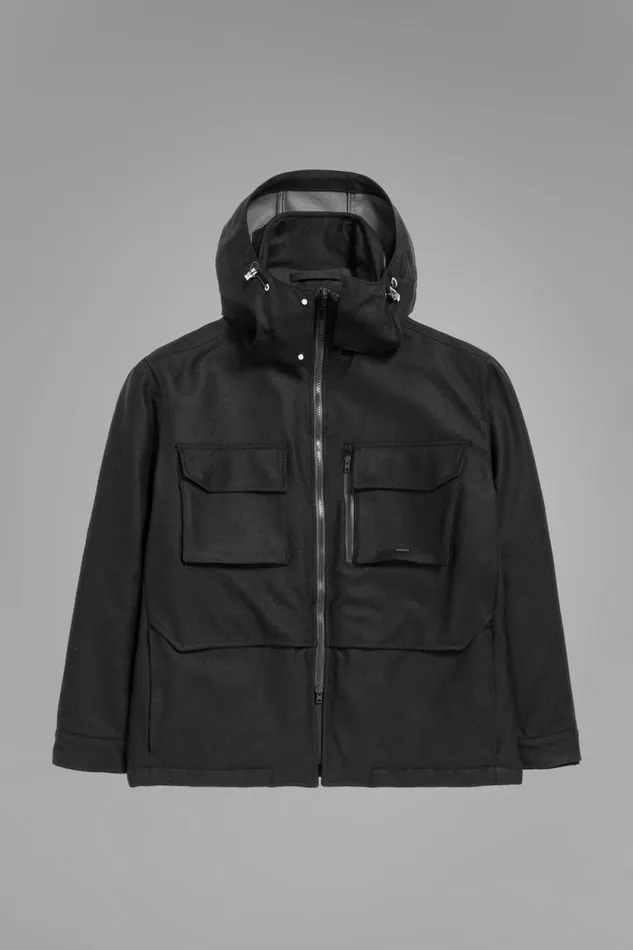 Men Technical Field Jacket Loro Piana Clima System Black Norse Projects Outerwear