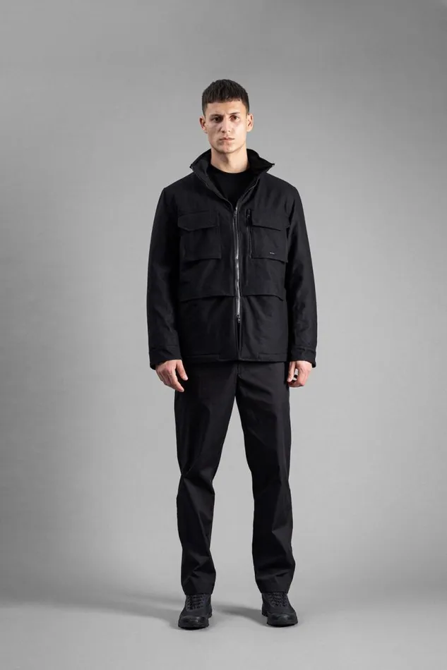 Men Technical Field Jacket Loro Piana Clima System Black Norse Projects Outerwear