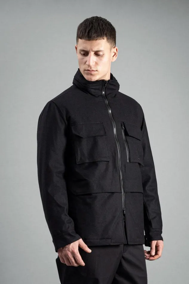 Men Technical Field Jacket Loro Piana Clima System Black Norse Projects Outerwear