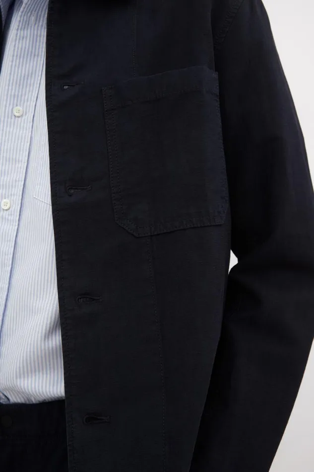 Men Tyge Cotton Linen Overshirt Dark Navy Norse Projects Overshirts