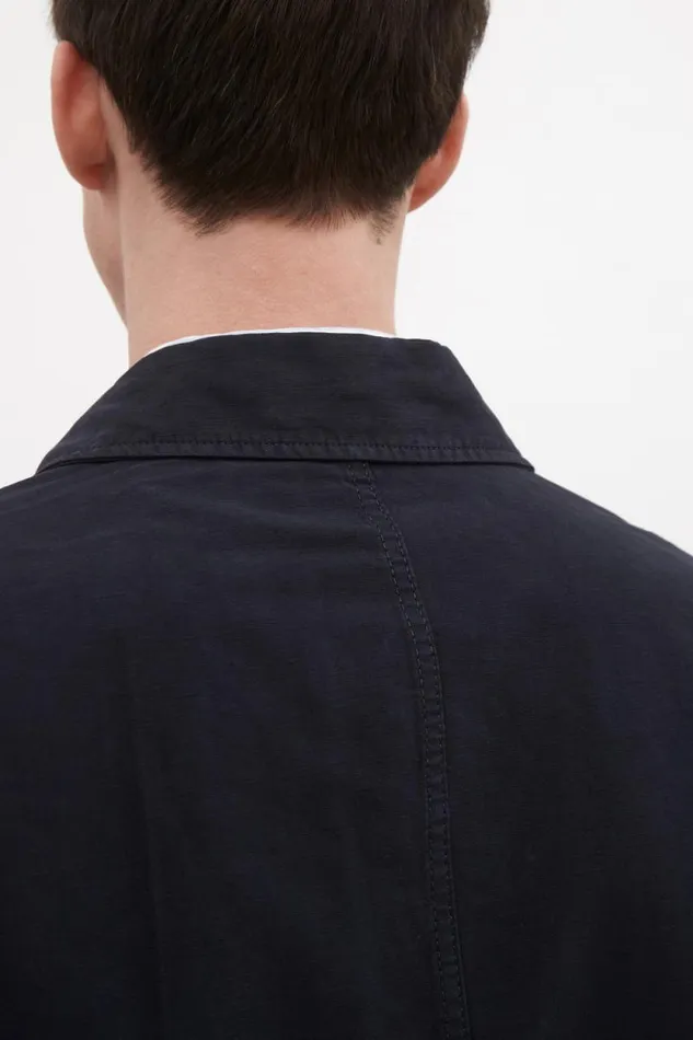 Men Tyge Cotton Linen Overshirt Dark Navy Norse Projects Overshirts