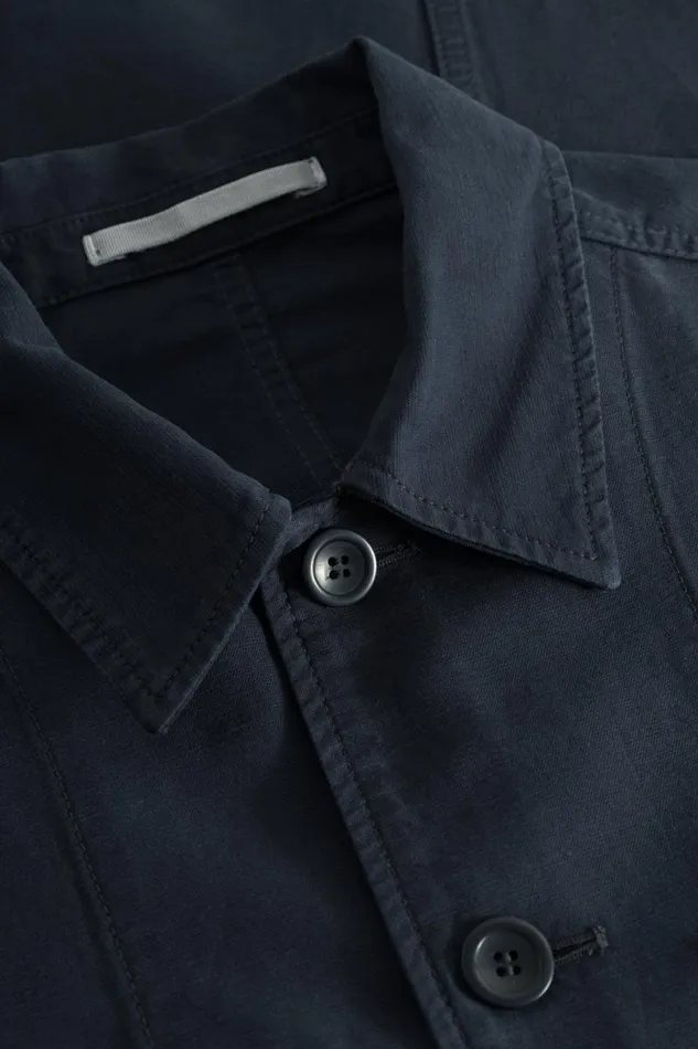 Men Tyge Cotton Linen Overshirt Dark Navy Norse Projects Overshirts