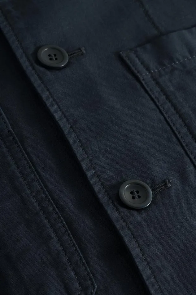 Men Tyge Cotton Linen Overshirt Dark Navy Norse Projects Overshirts