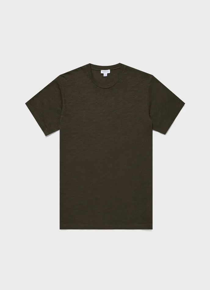 Men ussunspel Cotton Linen Tshirt Pine Green Tshirts