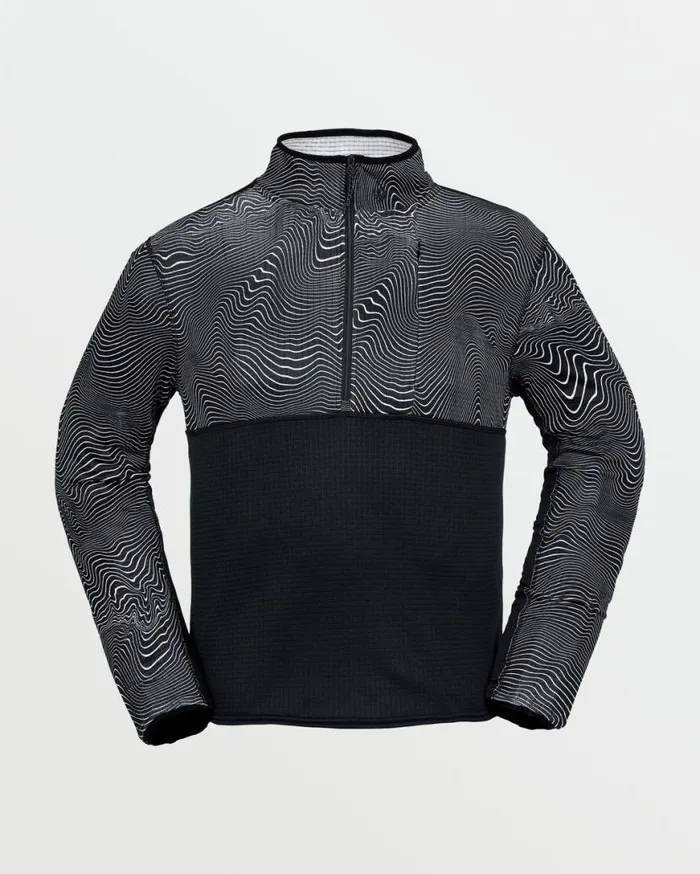 Mens Gridlock Mock Neck Fleece 8211 Black Print Mens Volcom Layering