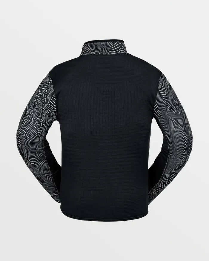 Mens Gridlock Mock Neck Fleece 8211 Black Print Mens Volcom Layering