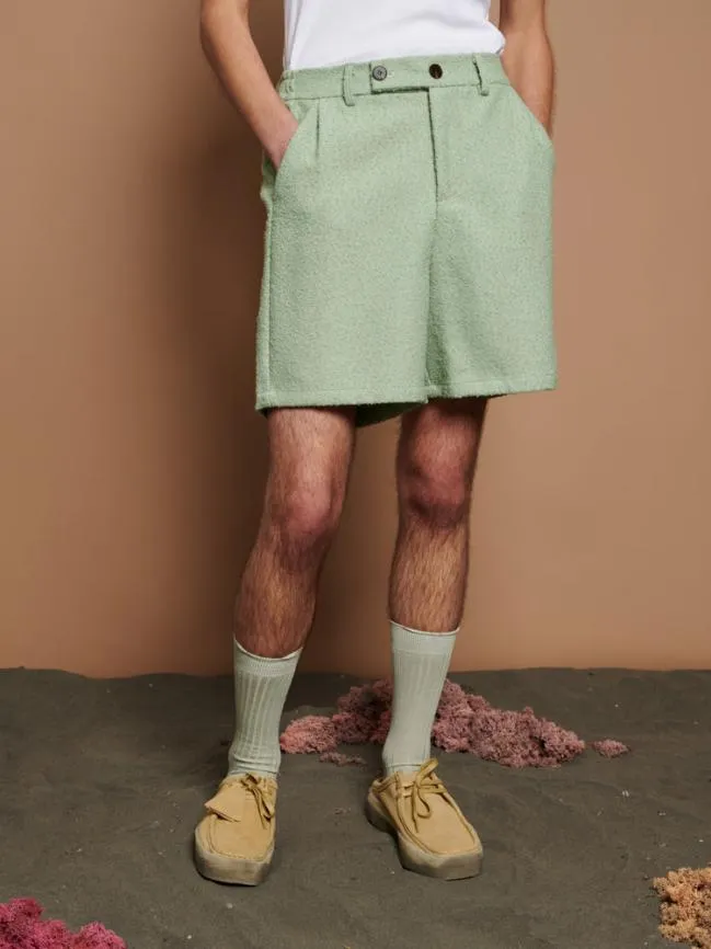 Menswear Miles Wool Shorts Sage Green Sister Jane
