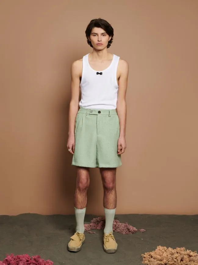 Menswear Miles Wool Shorts Sage Green Sister Jane