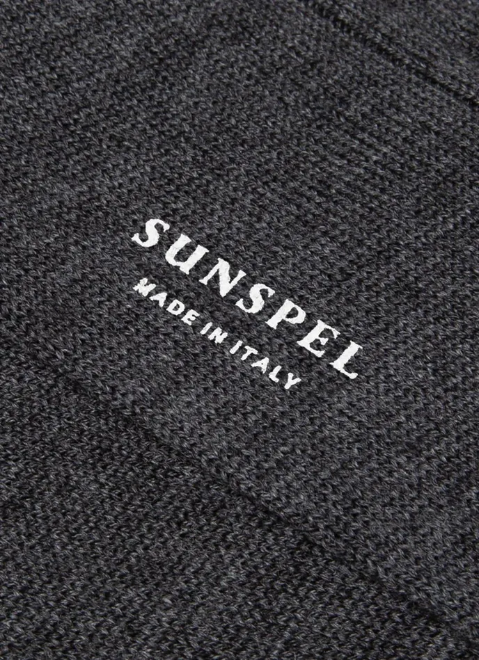 Merino Wool Ribbed Socks Charcoal Melange Men SUNSPEL Socks