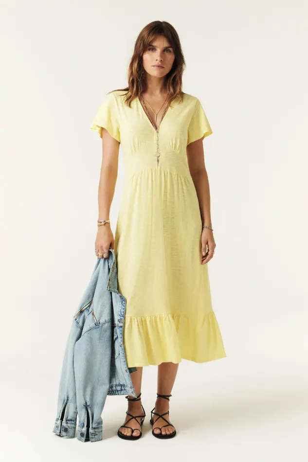 MidLength Dress Valma Yellow Women Baandsh Dresses