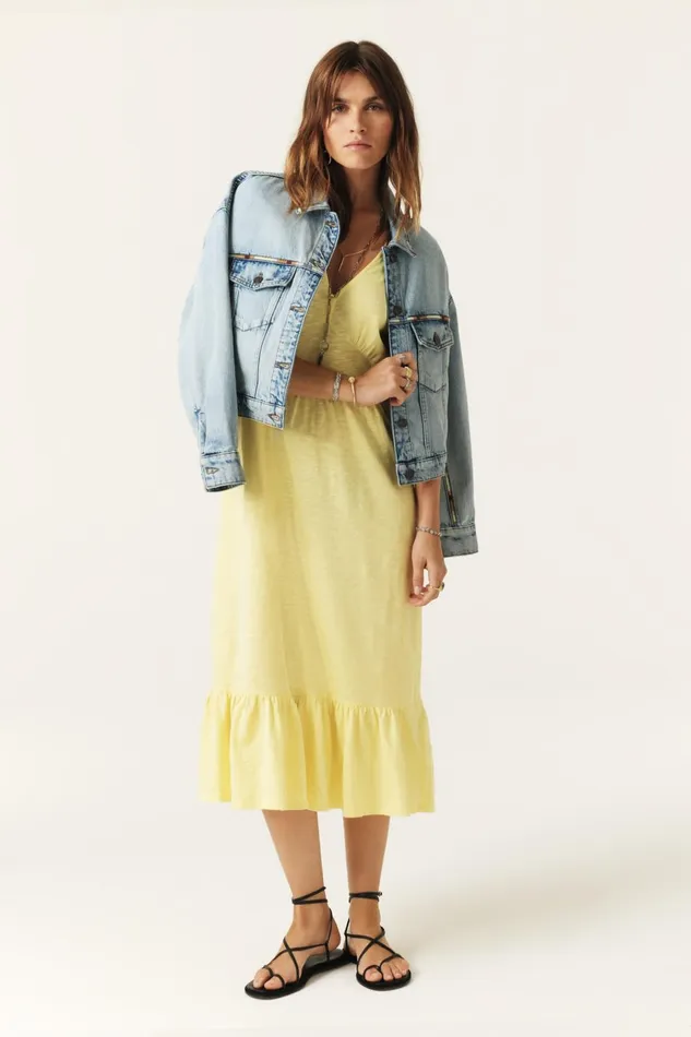 MidLength Dress Valma Yellow Women Baandsh Dresses